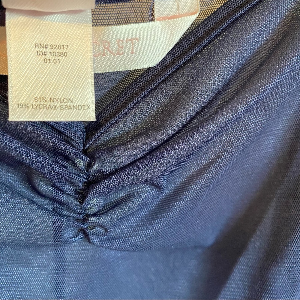 Victoria Secret Vintage Y2K Blue Cami Semi-Sheer Camisole Slip Lace Hem - Picture 9 of 10